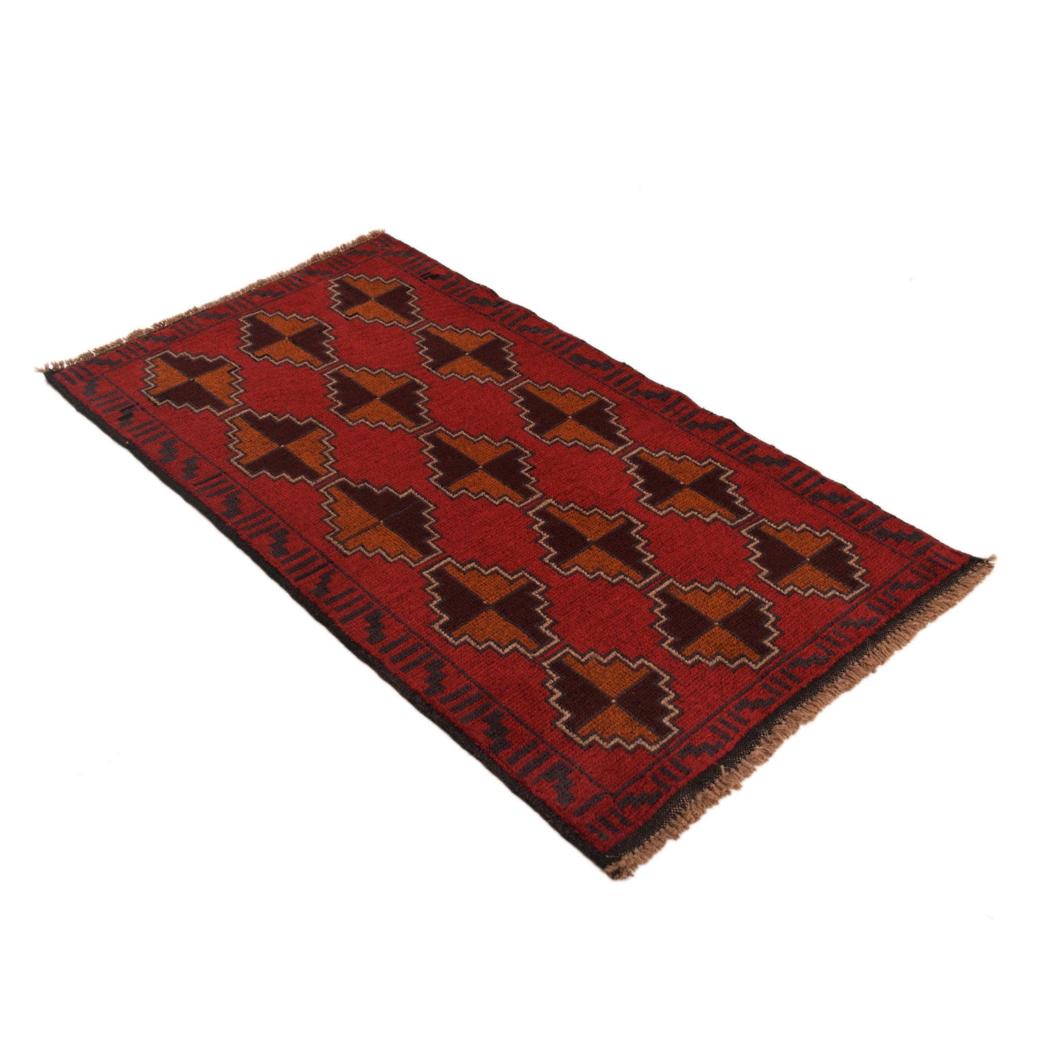Baluchi Rug Handmade Red Geometric 3x5 ft