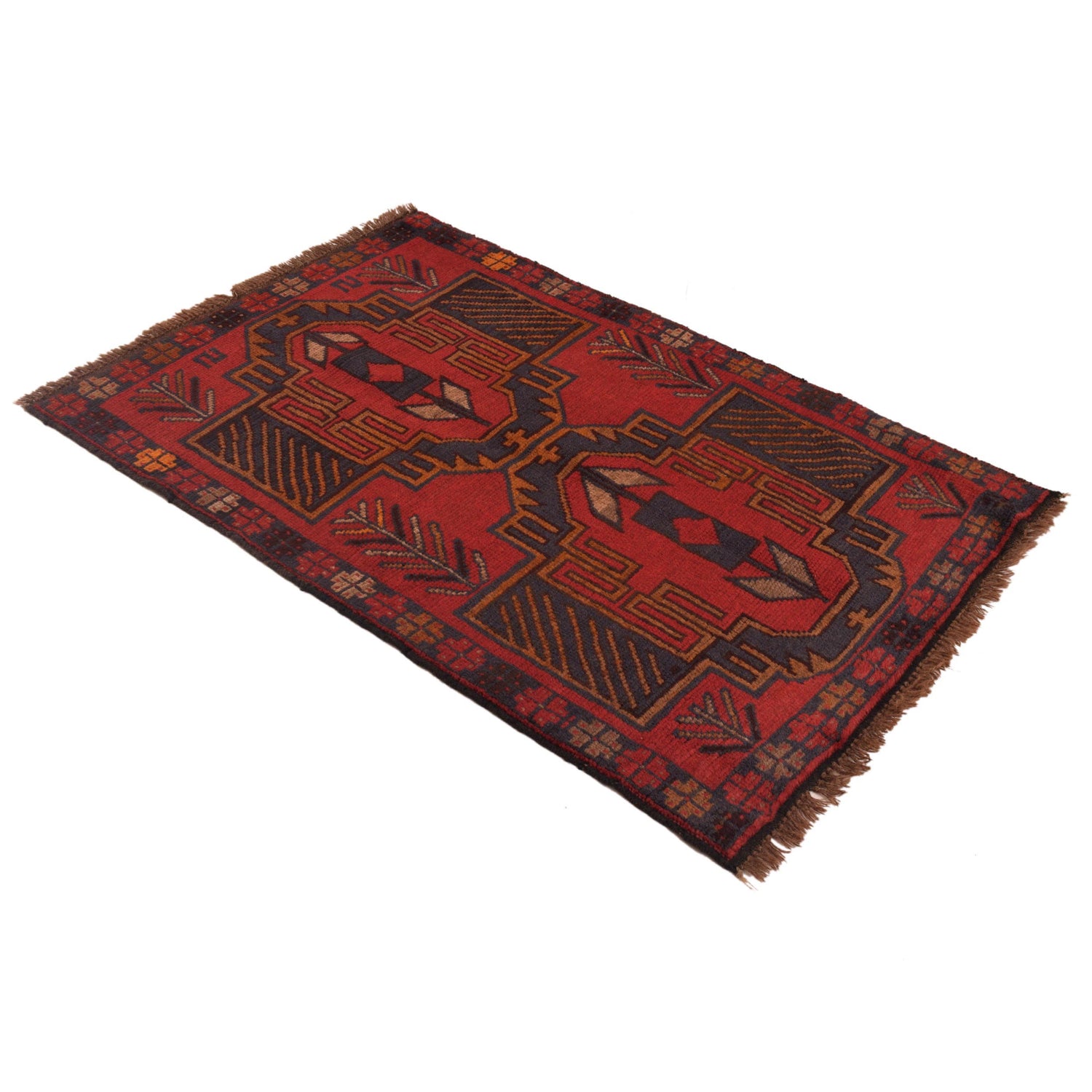 Baluchi Rug Handmade Red Geometric 2x4 ft
