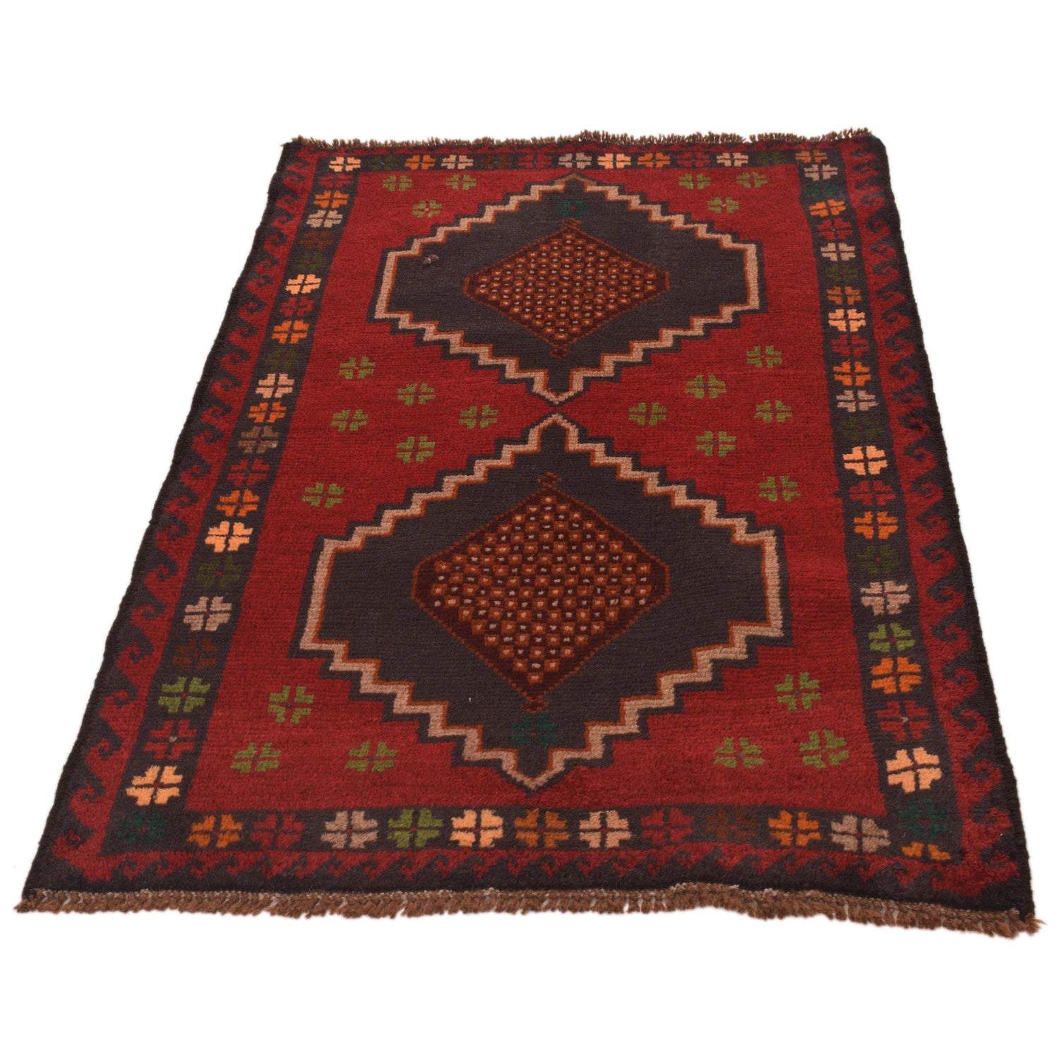 Baluchi Rug Handmade Red Geometric 3x5 ft