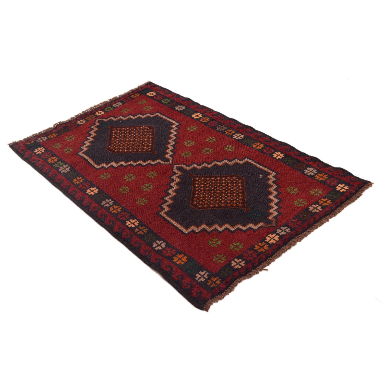Baluchi Rug Handmade Red Geometric 3x5 ft