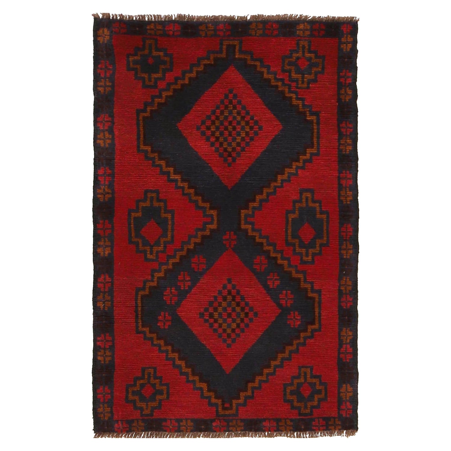 Baluchi Rug Handmade Red Geometric 3x5 ft