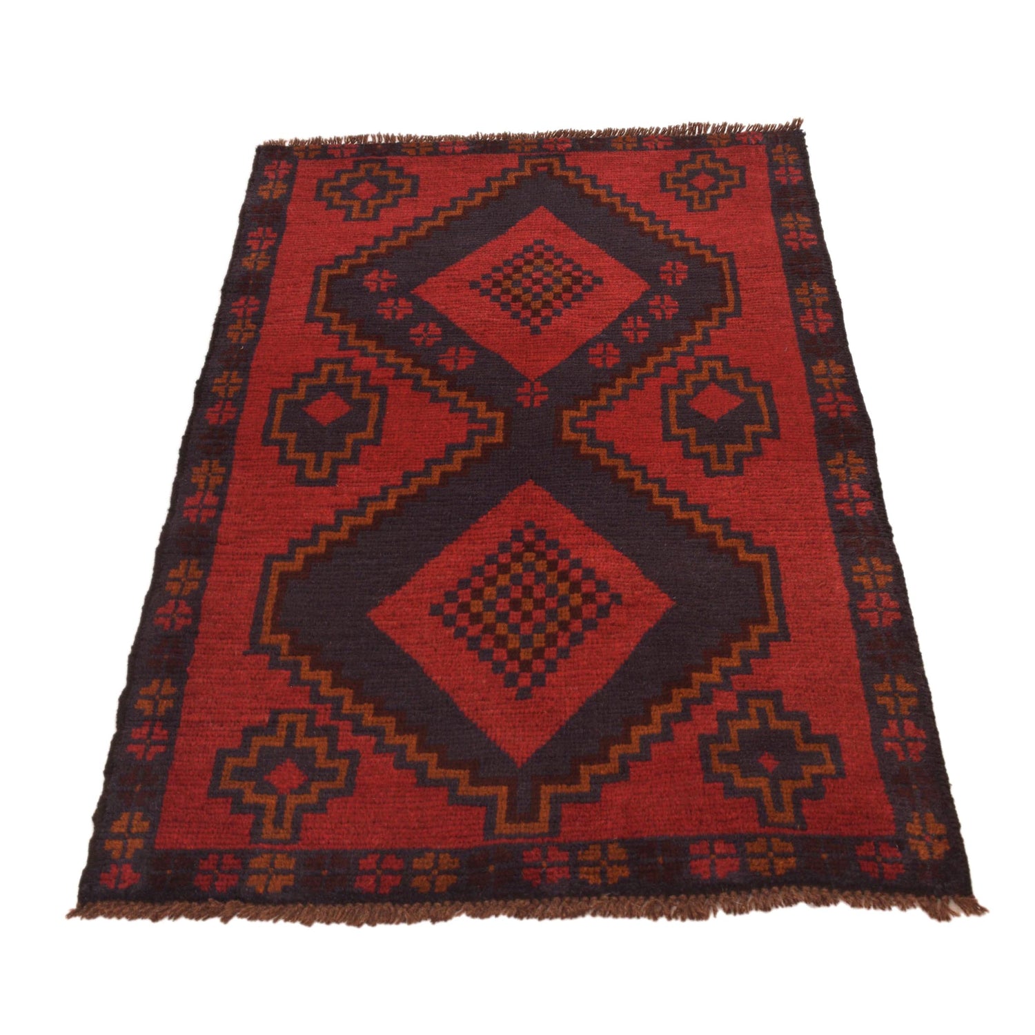 Baluchi Rug Handmade Red Geometric 3x5 ft