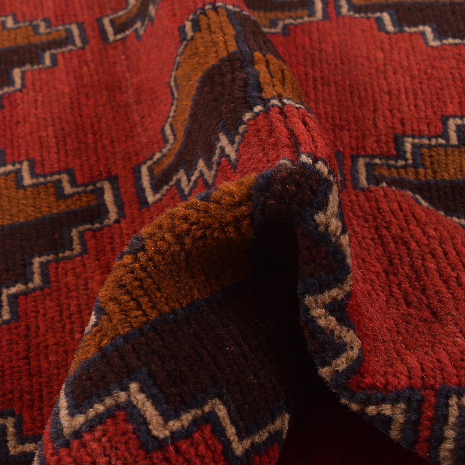 Baluchi Rug Handmade Red Geometric 3x5 ft