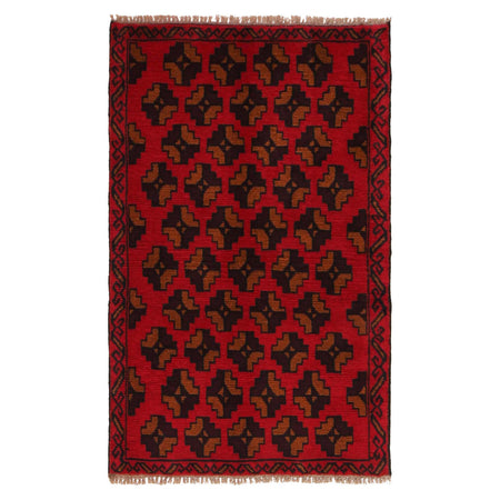Baluchi Rug Handmade Red Geometric 2x4 ft