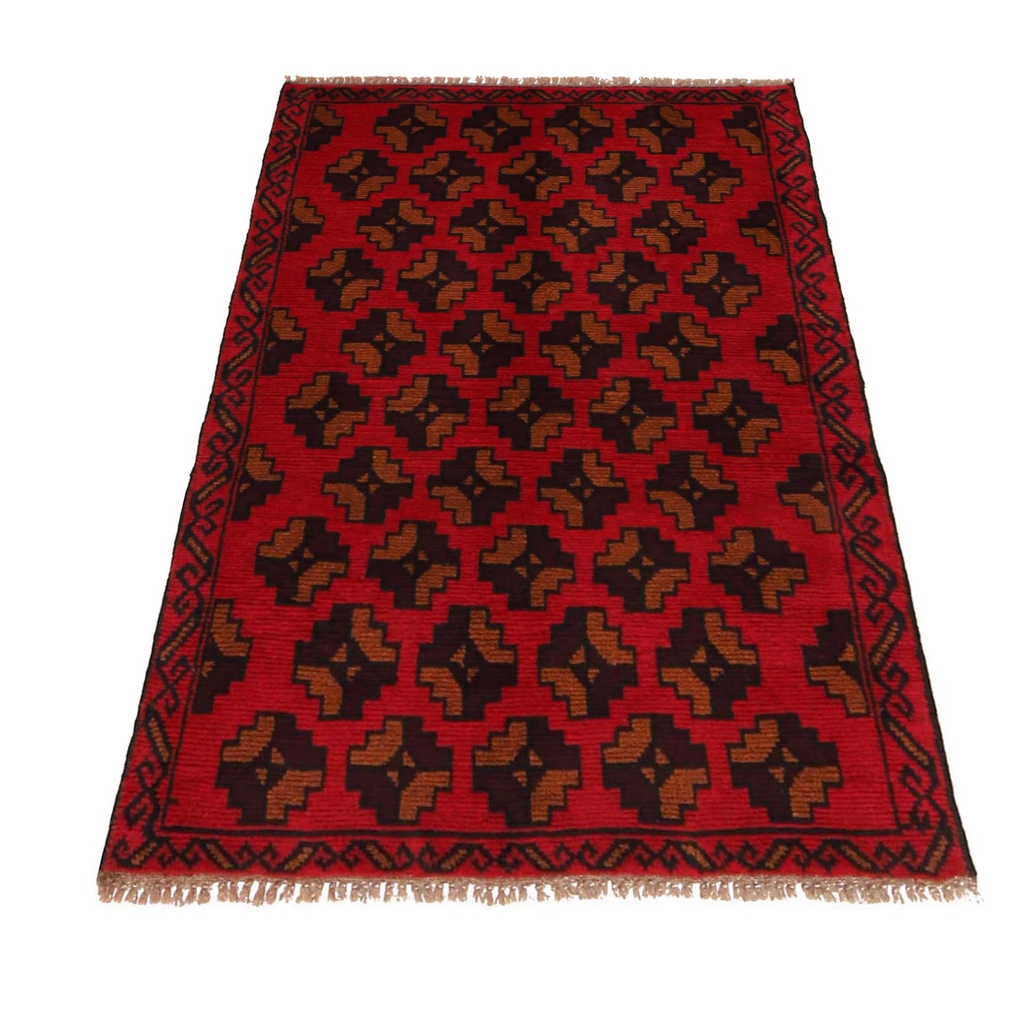 Baluchi Rug Handmade Red Geometric 2x4 ft