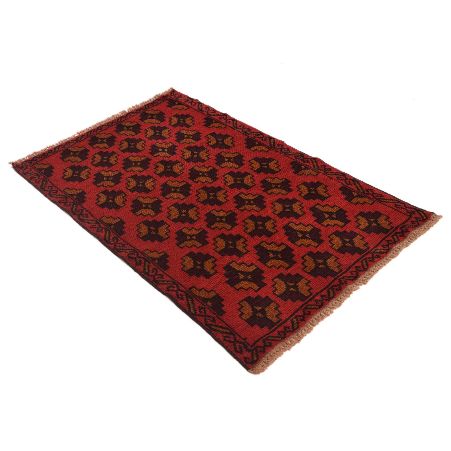 Baluchi Rug Handmade Red Geometric 2x4 ft