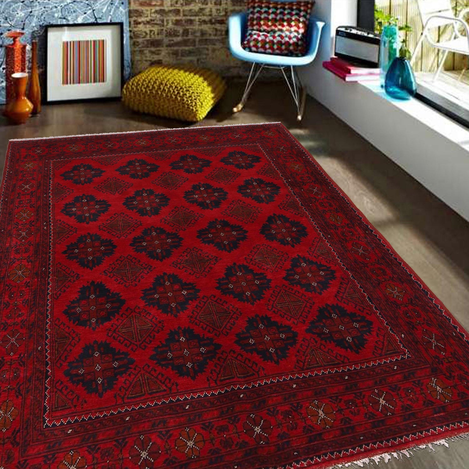 Khal Mohammadi Rug Handmade Red 4x7 ft