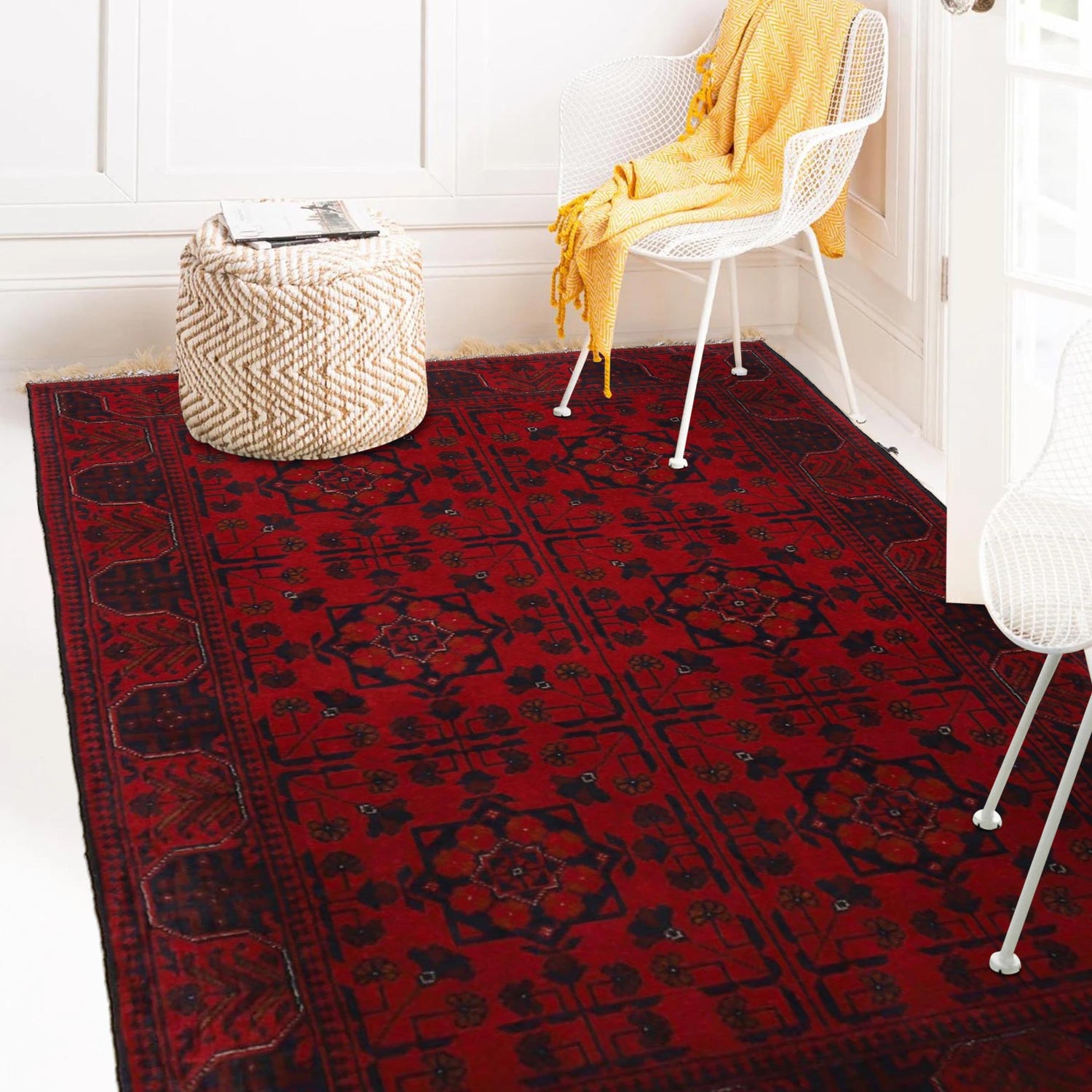 Khal Mohammadi Rug Handmade Red 3x5 ft