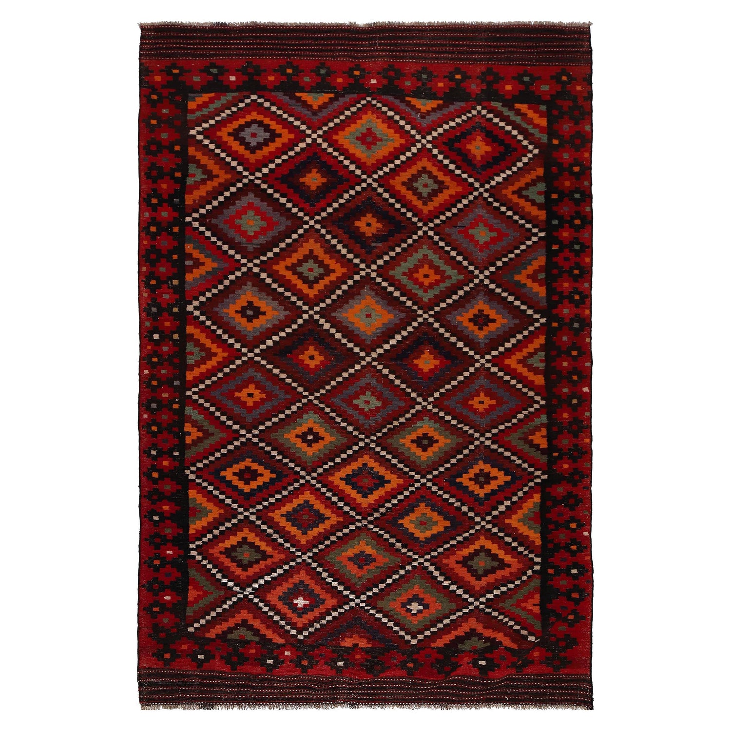Maimana Kilim Area Rug Handmade Multi Floral 7x10 ft