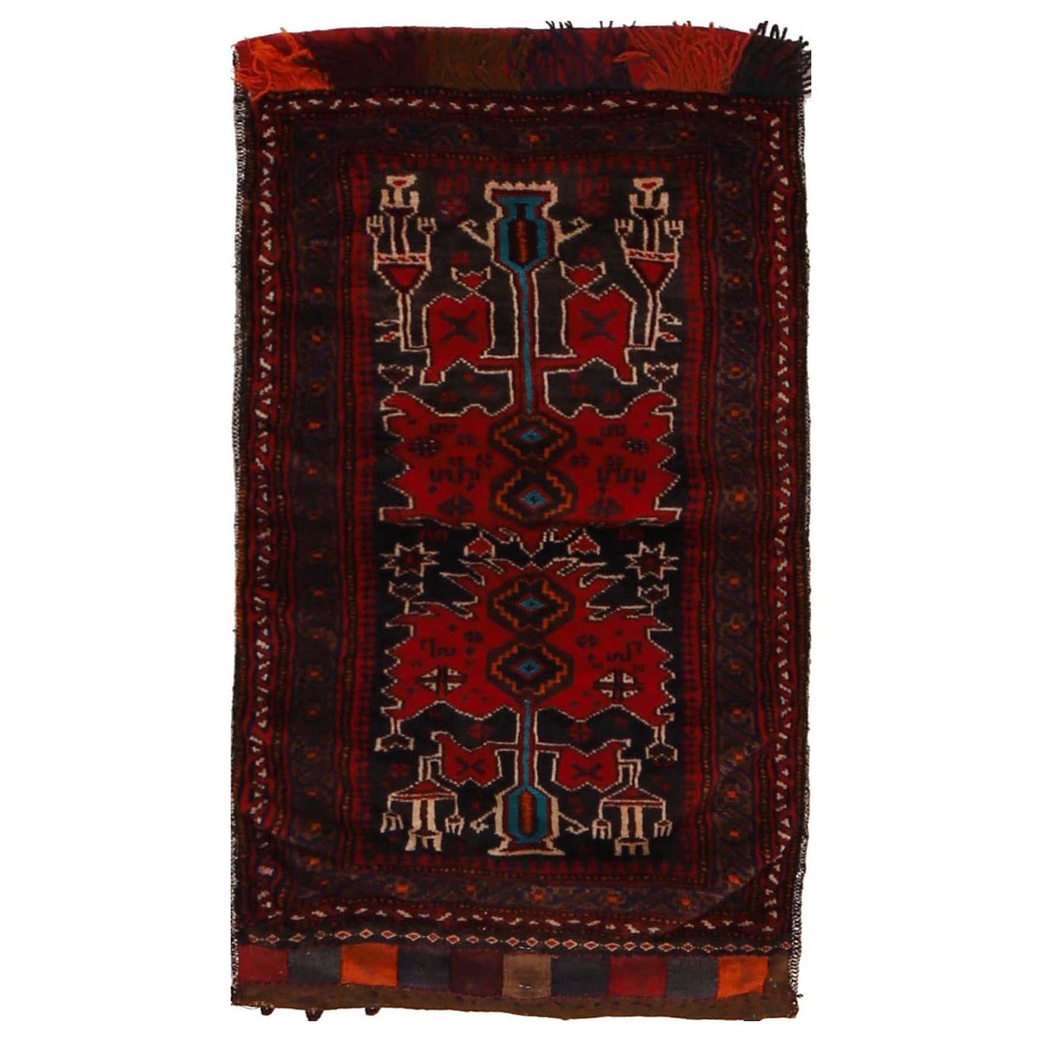 Balisht Area Rug Handmade Red Geometric 2x3 ft