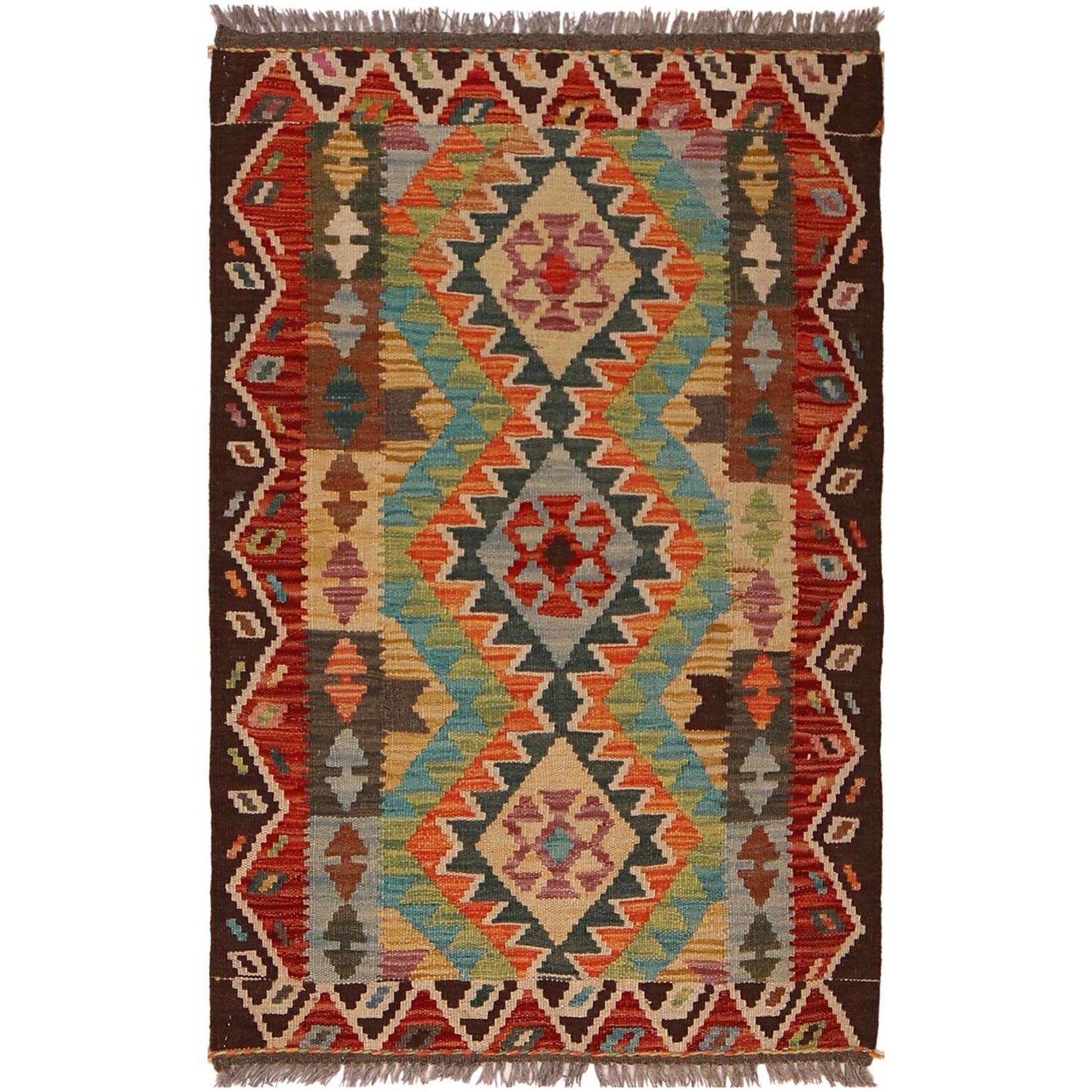Handmade Multi Kilim Geometric 2x4 ft