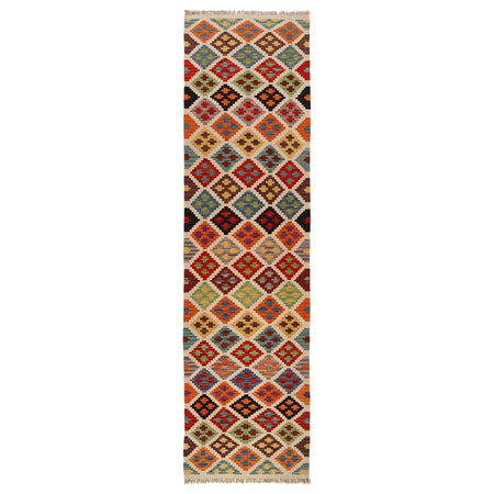 Handmade Multi Kilim Geometric 10' Runner