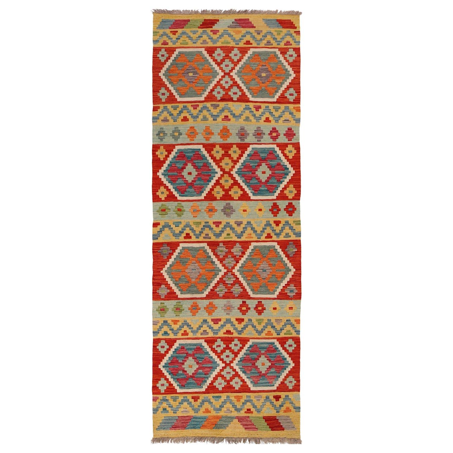 Handmade Multi Kilim Geometric 8' Runner