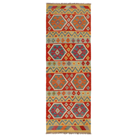 Handmade Multi Kilim Geometric 8' Runner