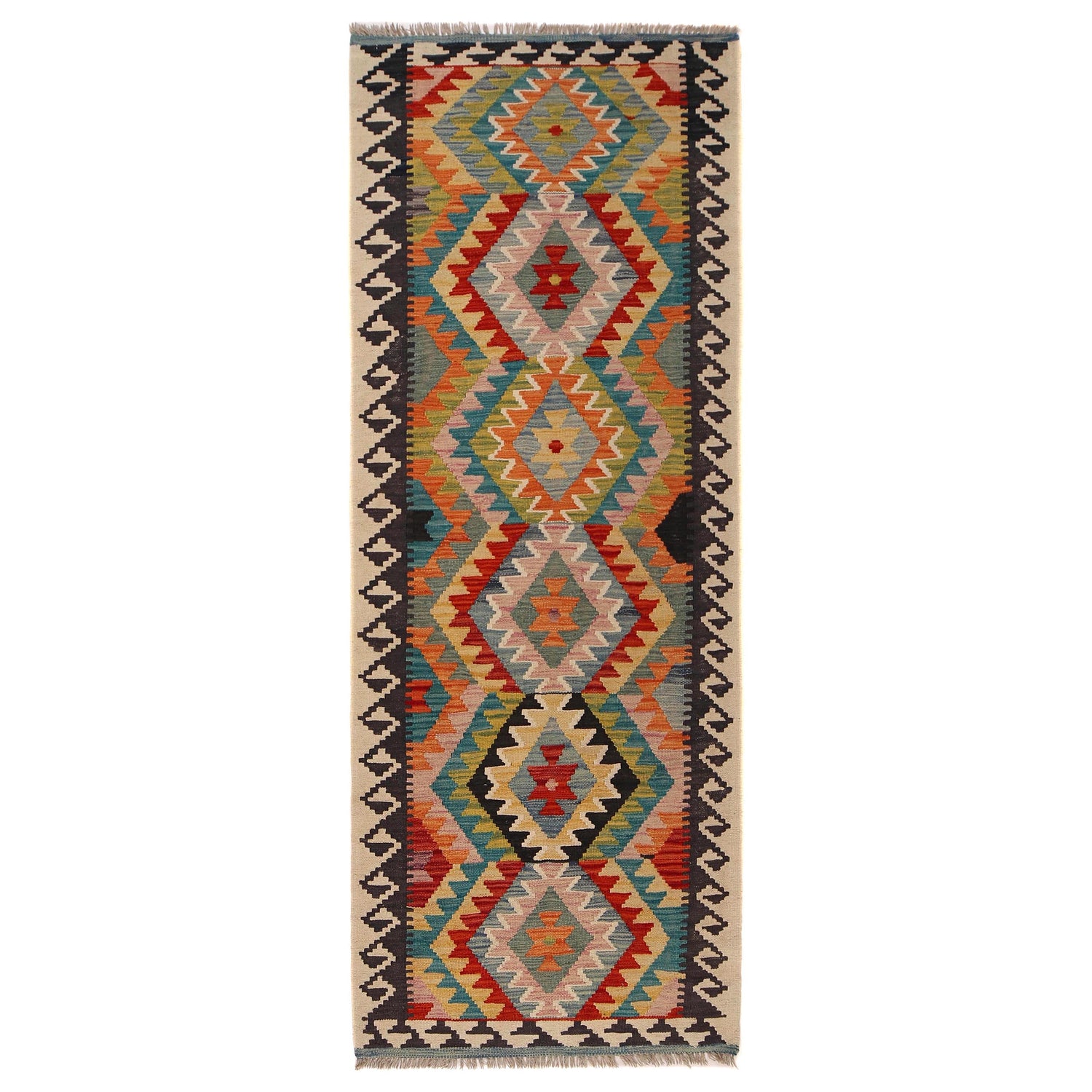 Handmade Multi Kilim Geometric 8' Runner