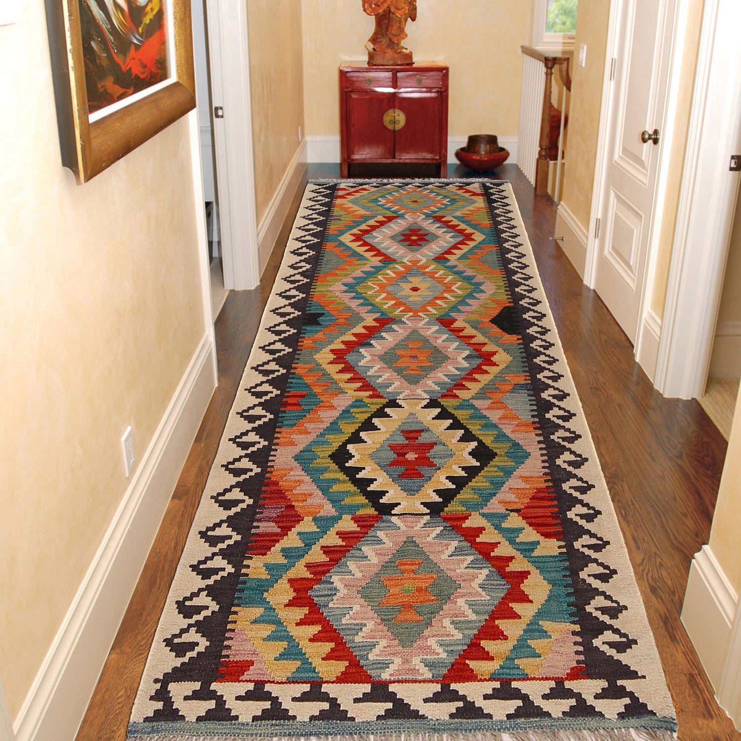 Handmade Multi Kilim Geometric 8' Runner