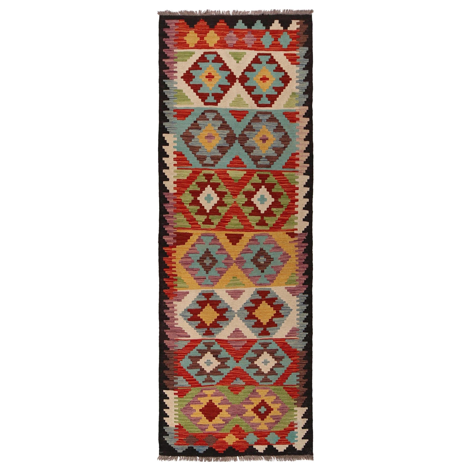 Handmade Multi Kilim Geometric 8' Runner