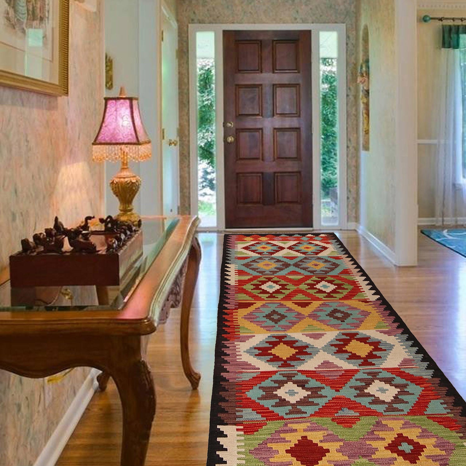 Handmade Multi Kilim Geometric 8' Runner
