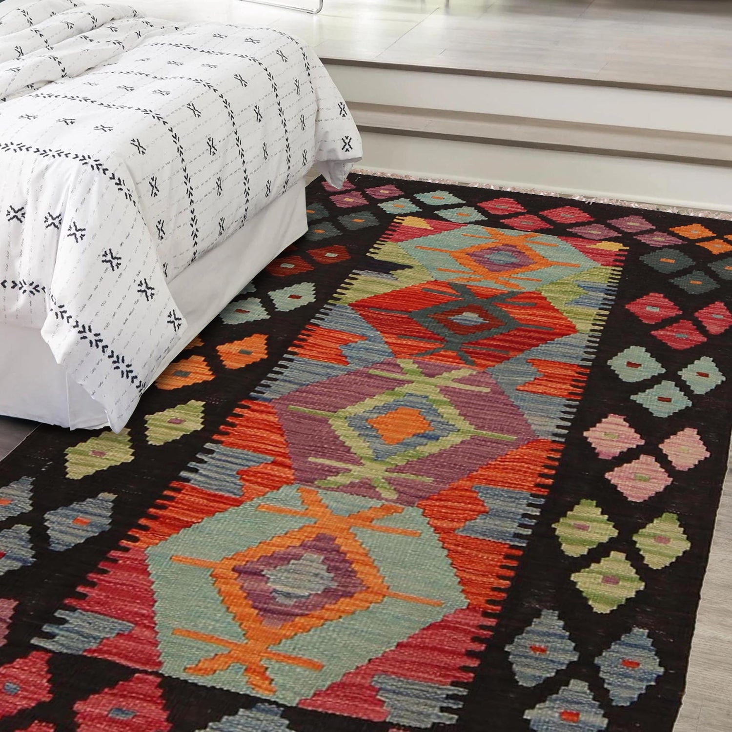 Handmade Multi Kilim Geometric 2x4 ft