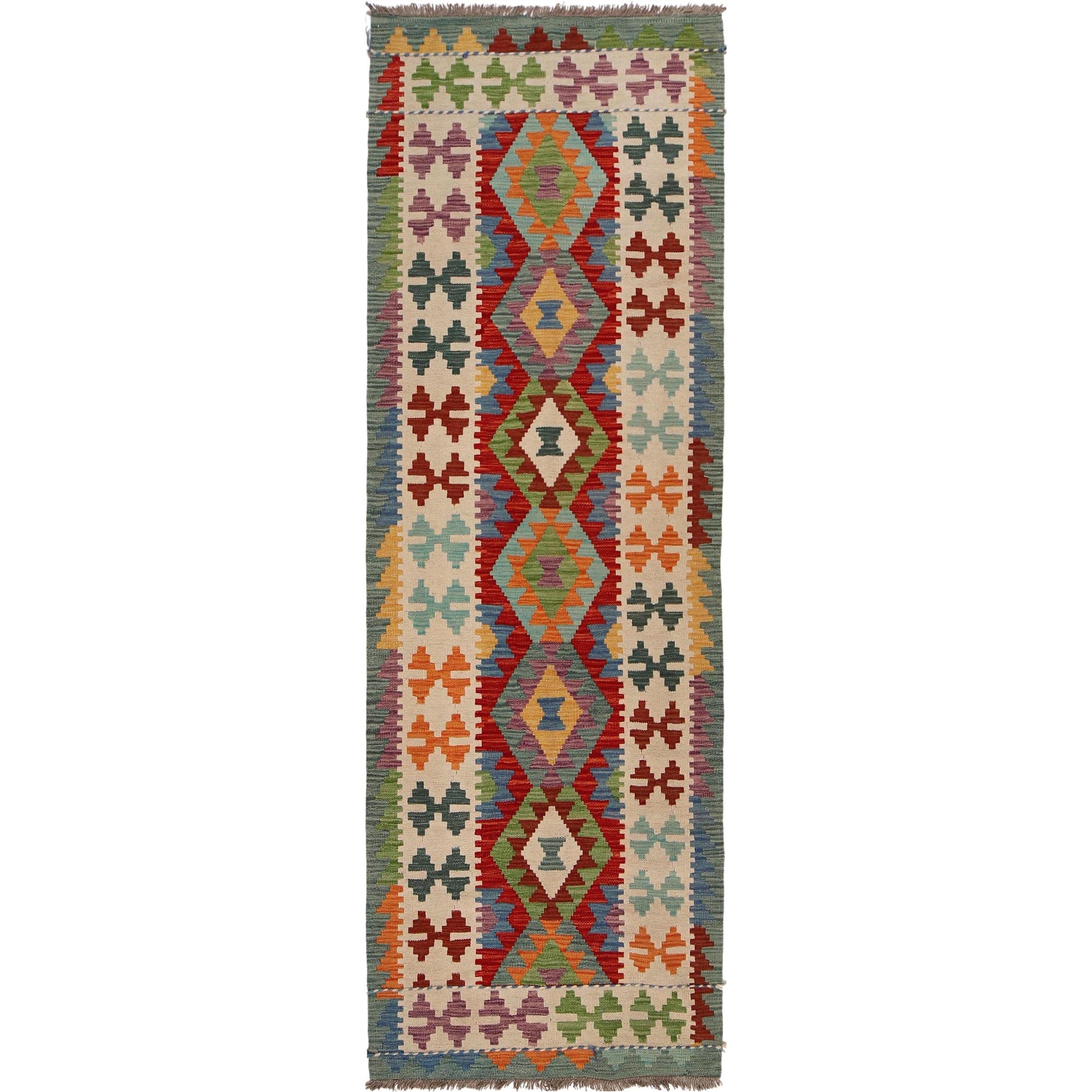 Handmade Multi Kilim Geometric 8' Runner