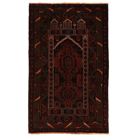 Baluchi Rug Handmade Multi Prayer Design 3x5 ft