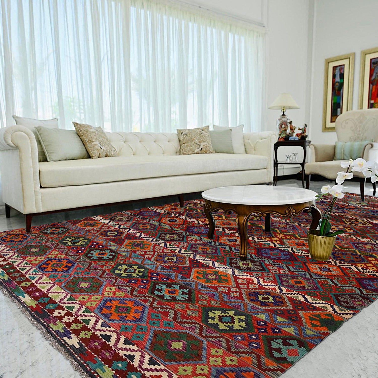 Handmade Multi Kilim Geometric 10x16 ft