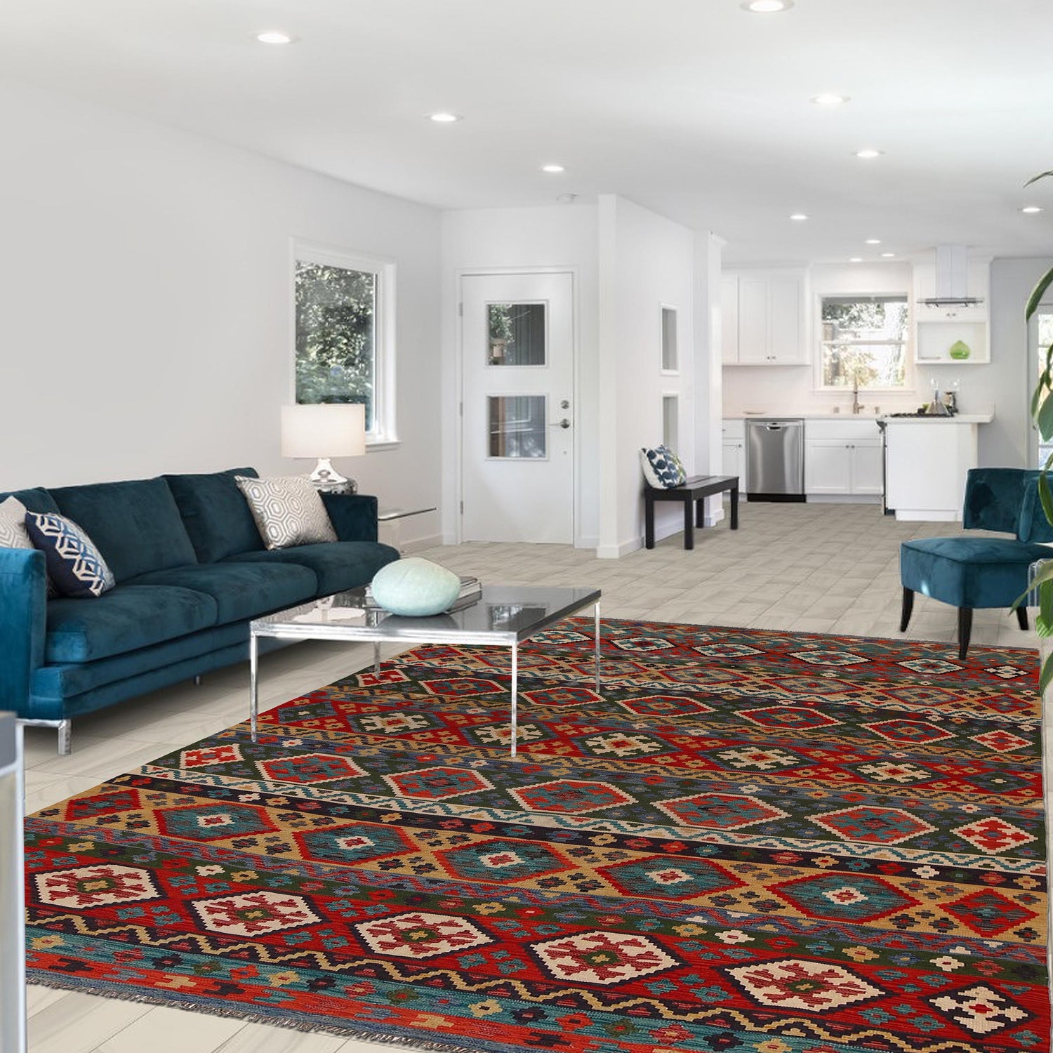Handmade Multi Kilim Geometric 9x12 ft