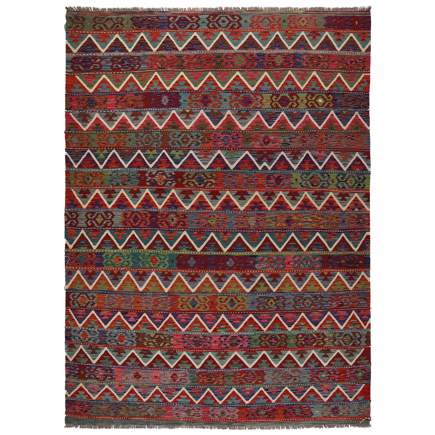 Handmade Multi Kilim Geometric 9x12 ft