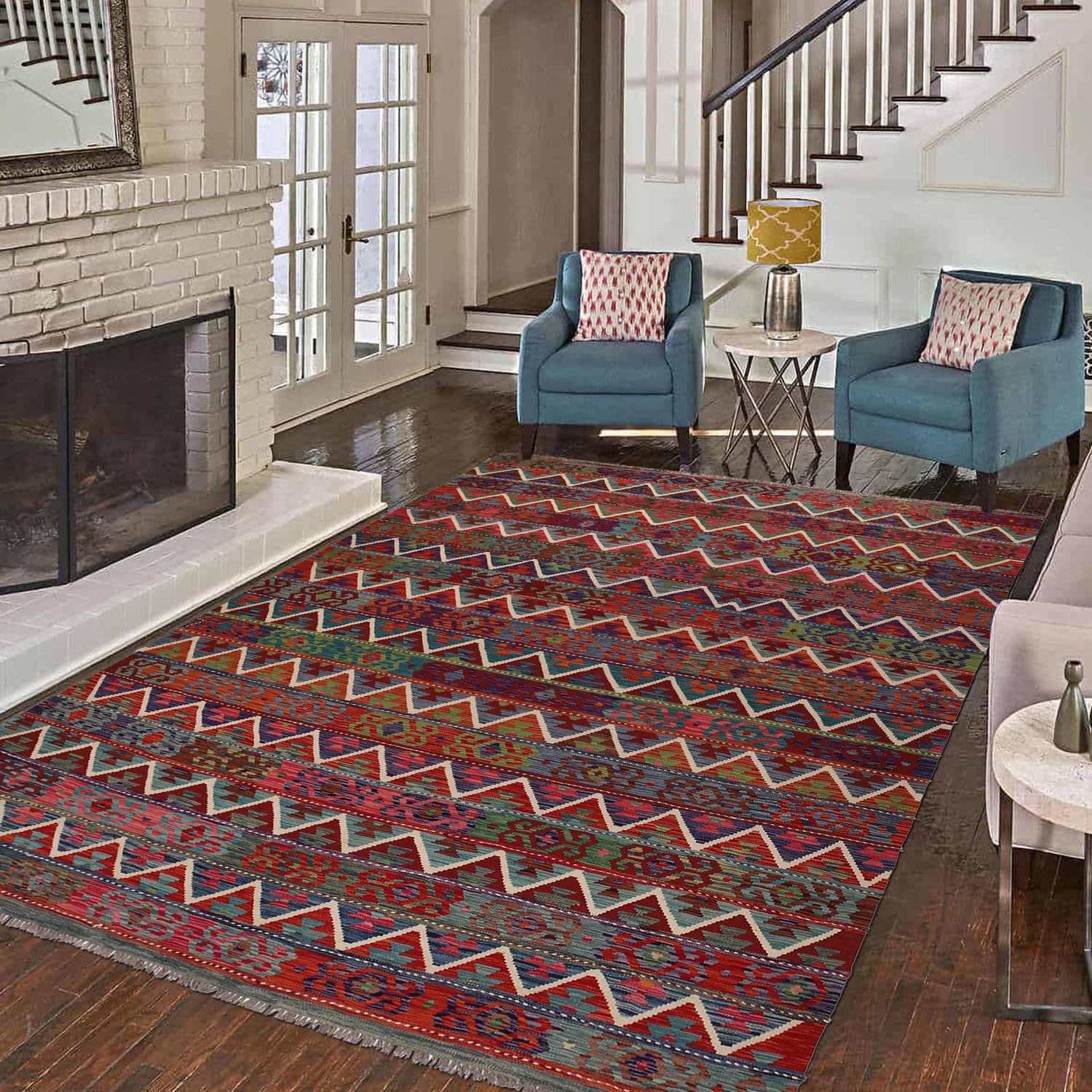 Handmade Multi Kilim Geometric 9x12 ft