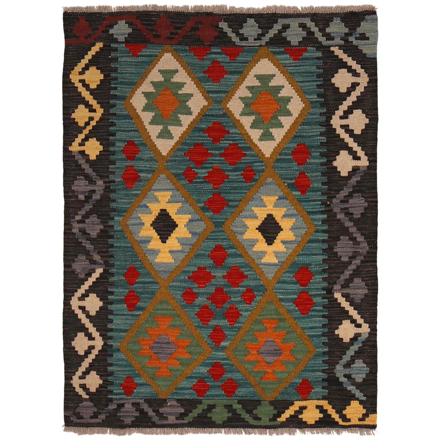 Handmade Multi Kilim Geometric 2x4 ft