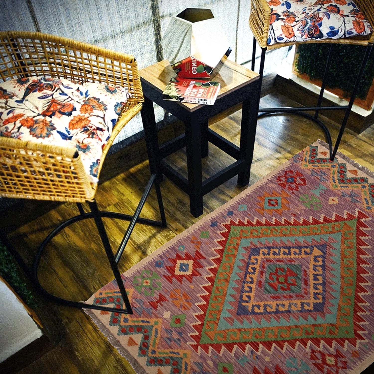 Handmade Multi Kilim Geometric 2x4 ft