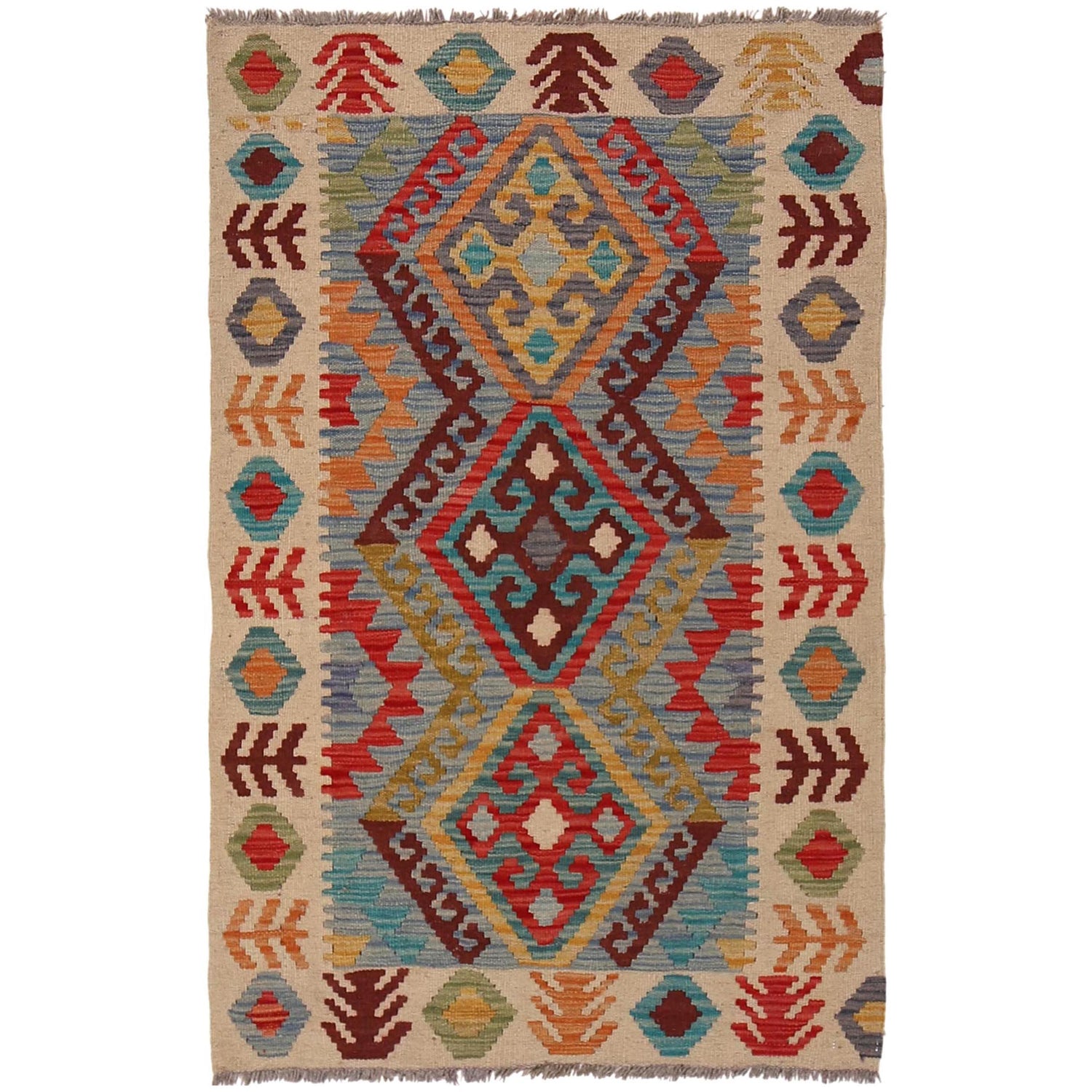 Handmade Multi Kilim Geometric 2x4 ft