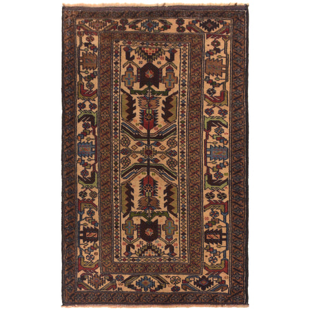 Baluchi Rug Handmade Multi Geometric 3x5 ft