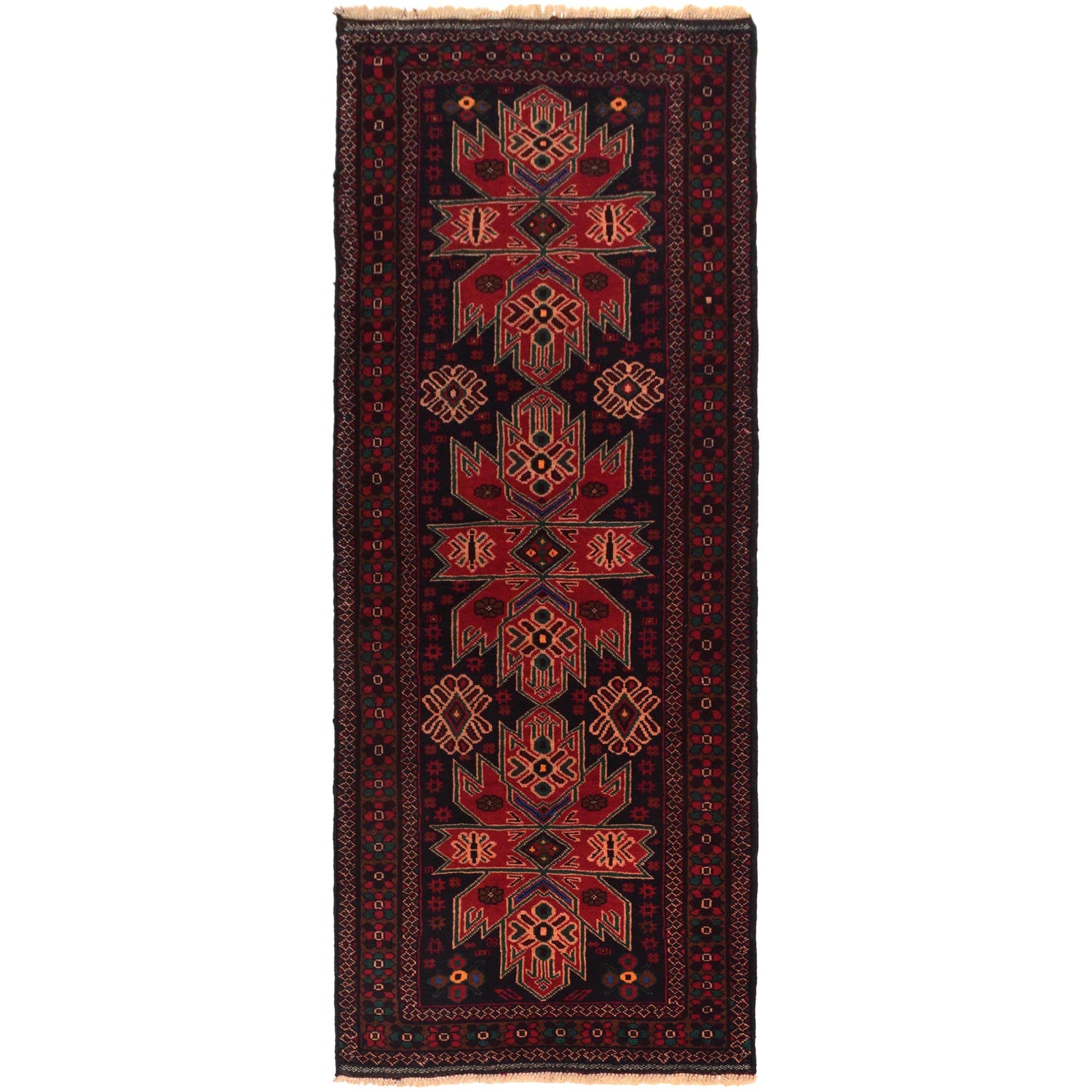 Baluchi Runner Rug Handmade Red 6' Runner
