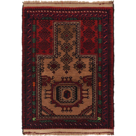 Baluchi Rug Handmade Multi Prayer Design 2x4 ft