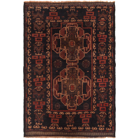 Baluchi Rug Handmade Multi Geometric 2x4 ft