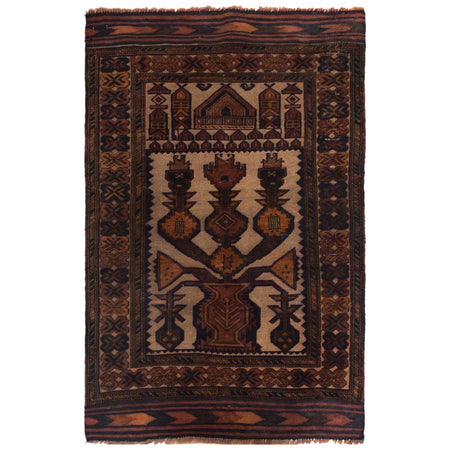 Baluchi Rug Handmade Multi Prayer Design 2x4 ft
