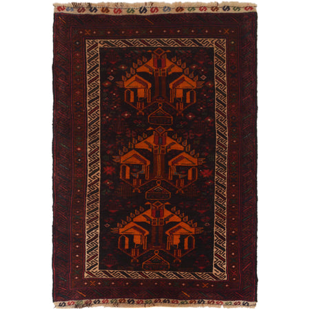Baluchi Rug Handmade Multi Geometric 3x5 ft