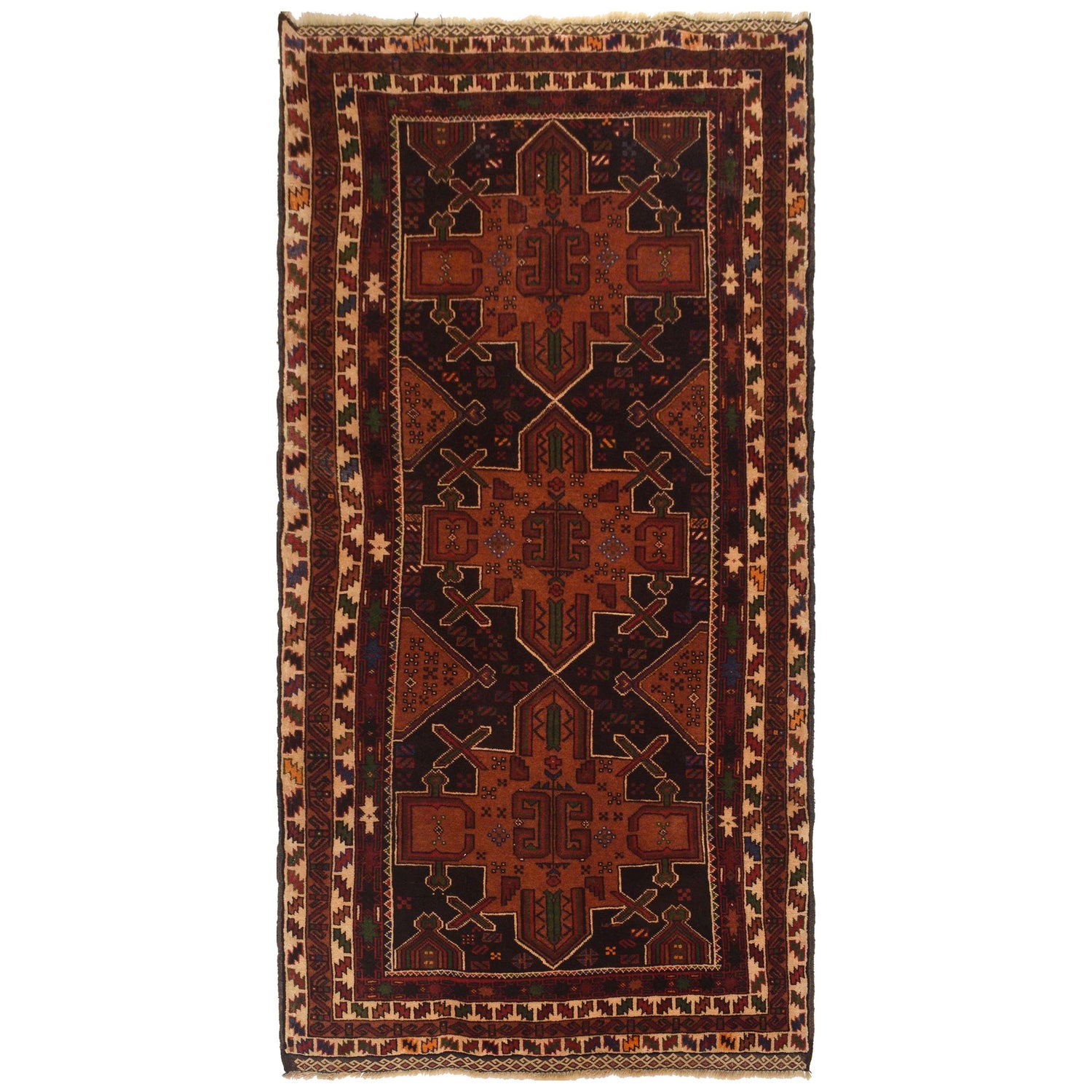 Baluchi Rug Handmade Multi Geometric 4x6 ft