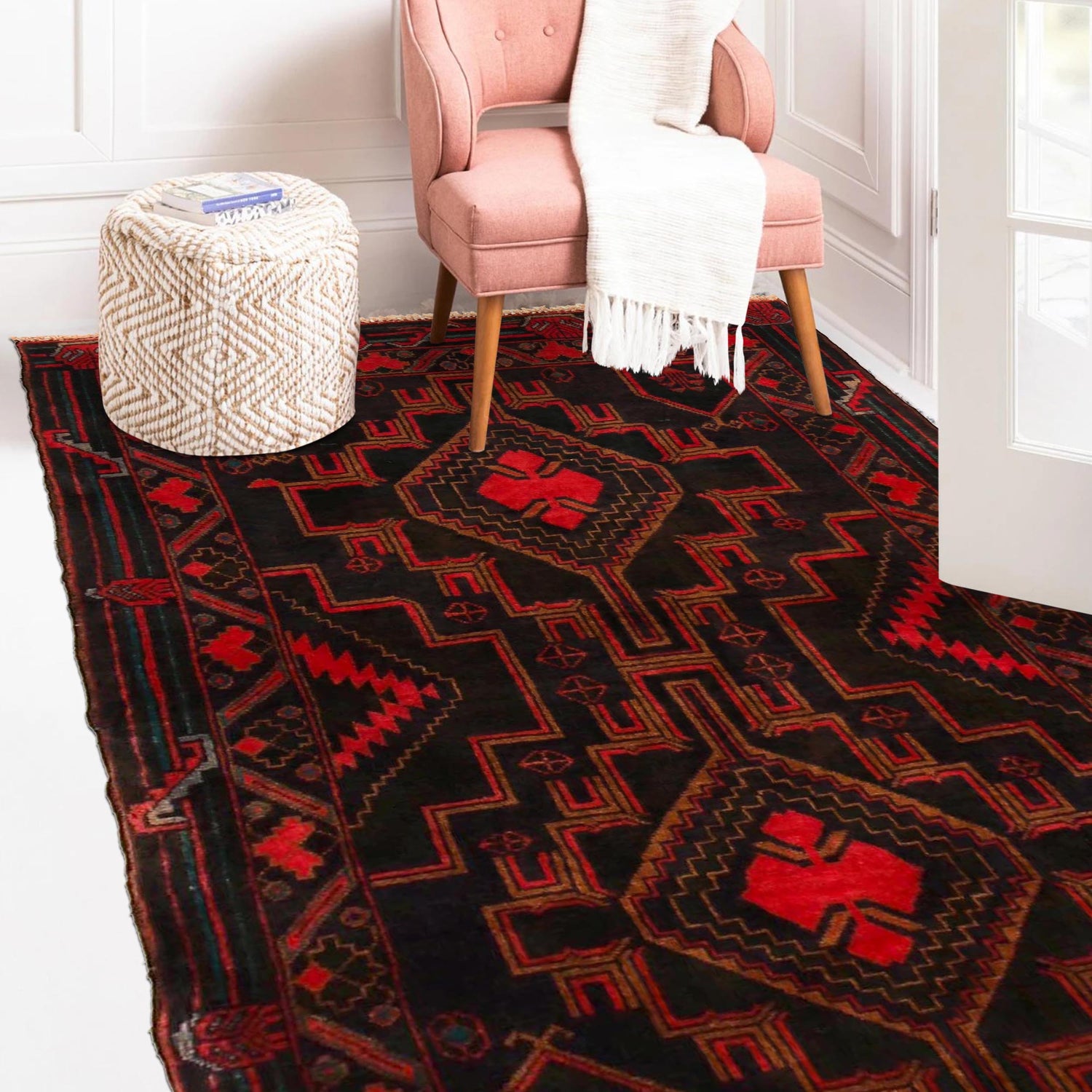 Baluchi Rug Handmade Multi Geometric 3x5 ft