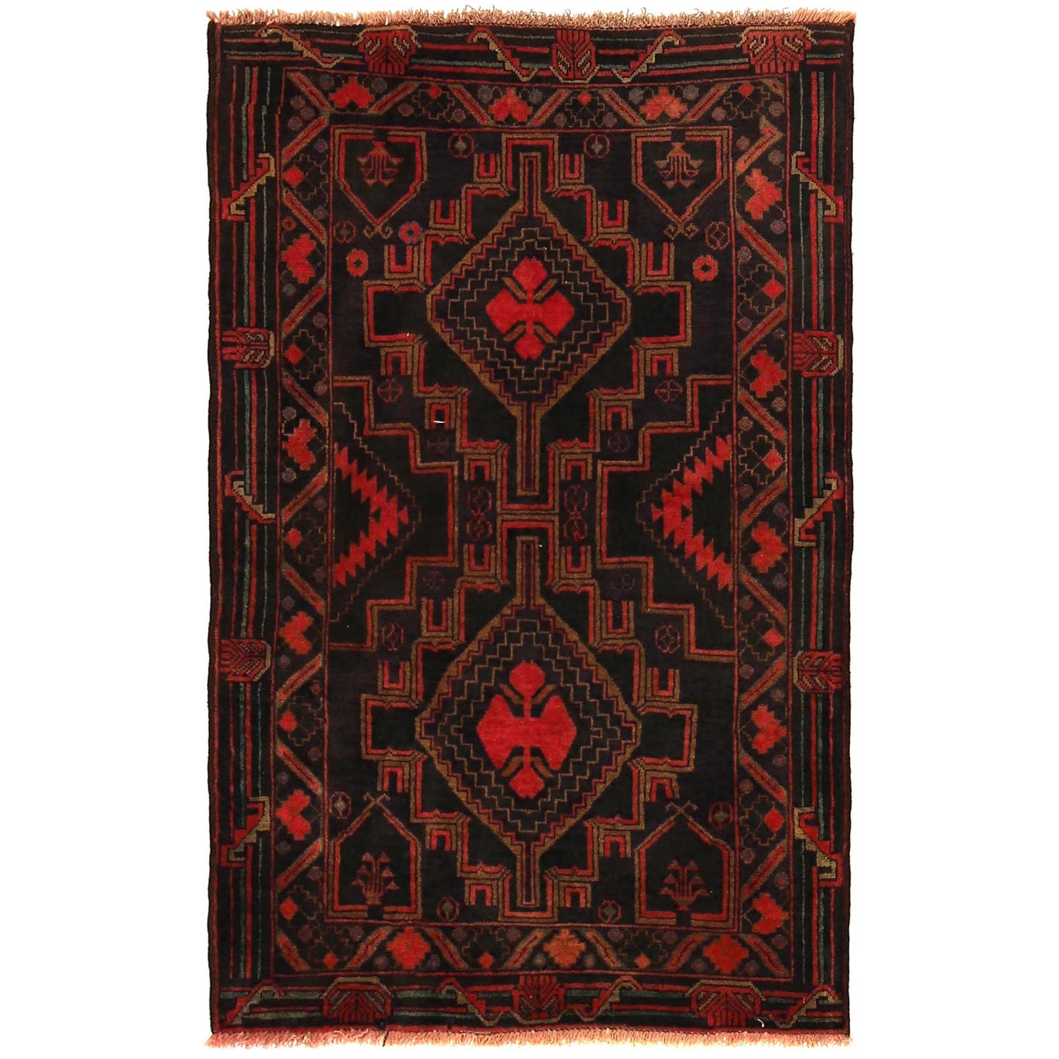Baluchi Rug Handmade Multi Geometric 3x5 ft