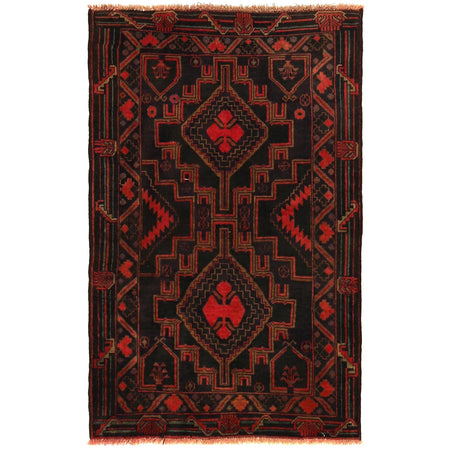 Baluchi Rug Handmade Multi Geometric 3x5 ft