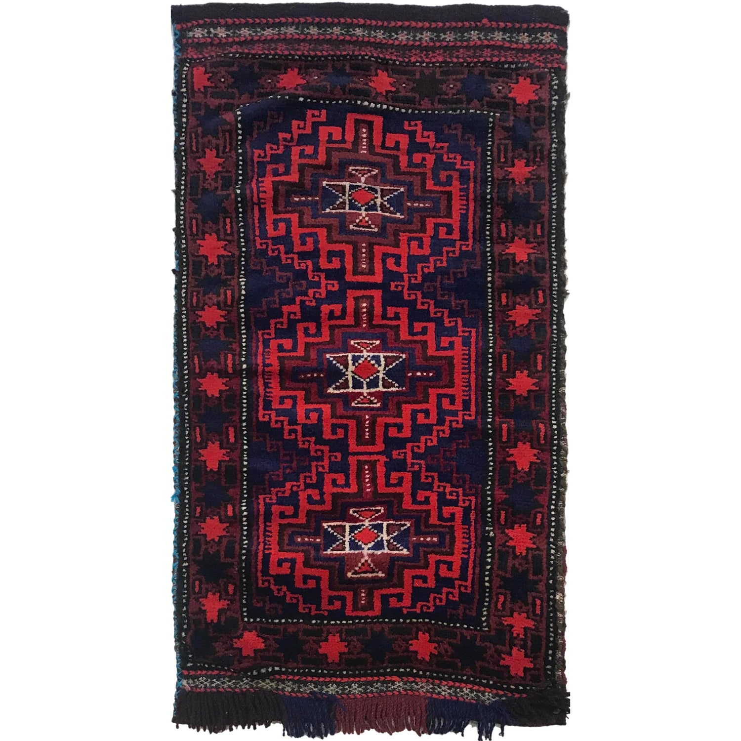 Balisht Area Rug Handmade Red Geometric 2x3 ft