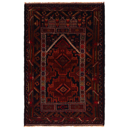 Baluchi Rug Handmade Multi Prayer Design 2x4 ft