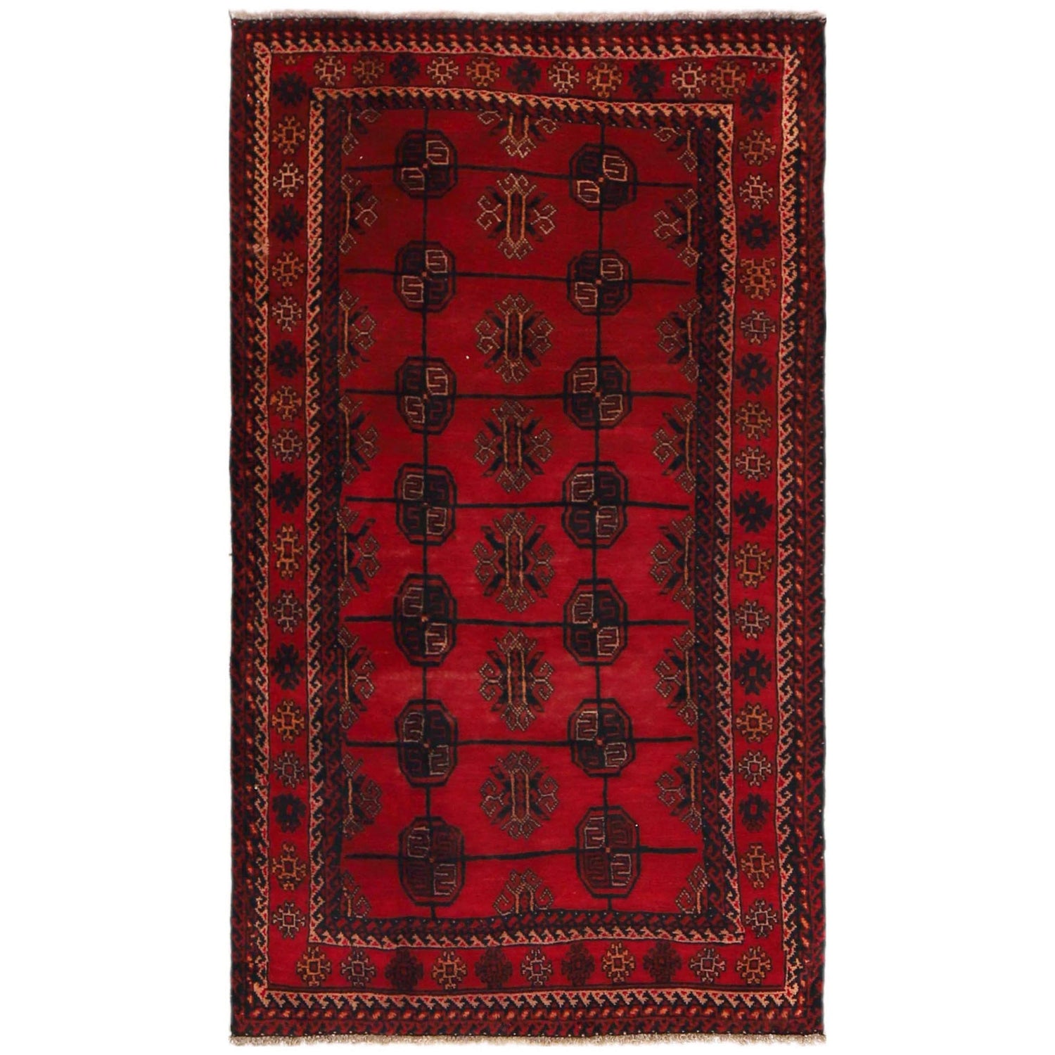 Baluchi Rug Handmade Red Geometric 3x5 ft