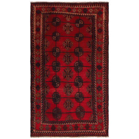 Baluchi Rug Handmade Red Geometric 3x5 ft