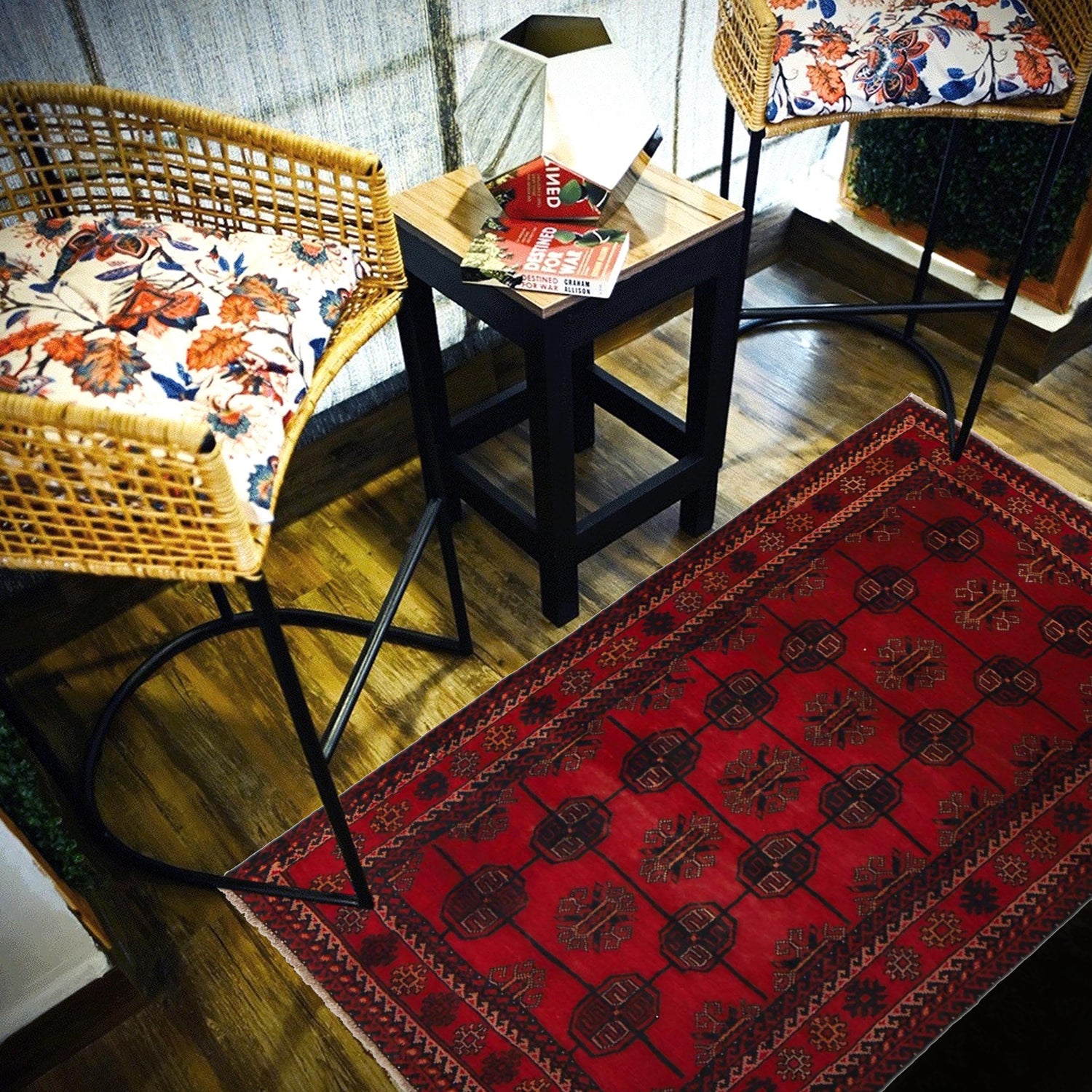 Baluchi Rug Handmade Red Geometric 3x5 ft