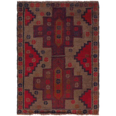 Baluchi Rug Handmade Brown Geometric 2x4 ft