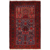 Baluchi Rug Handmade Red Prayer Design 3x5 ft