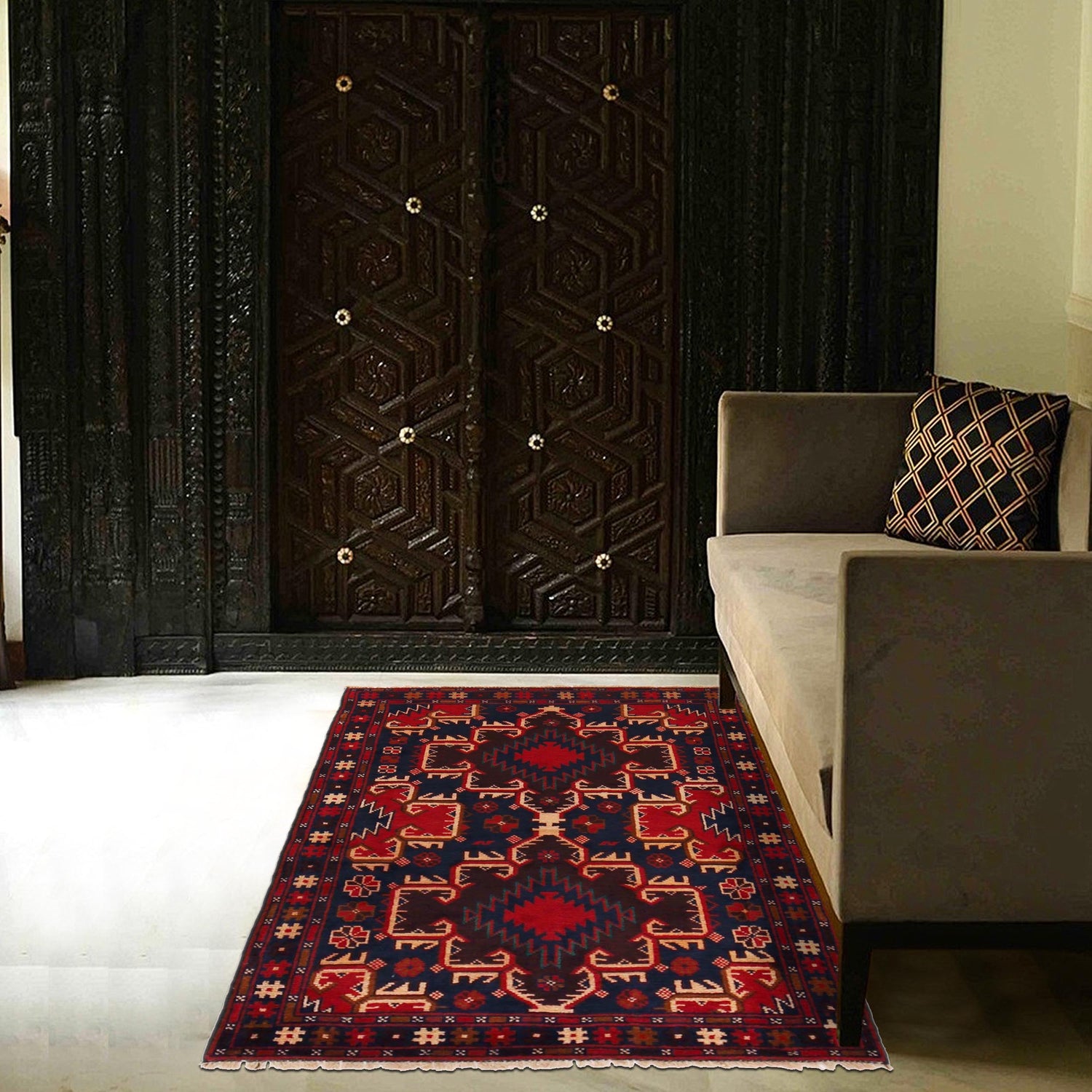 Baluchi Rug Handmade Multi Geometric 3x5 ft